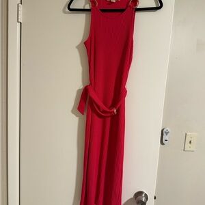 Michael Kors Red Tie Front Halter Maxi Dress